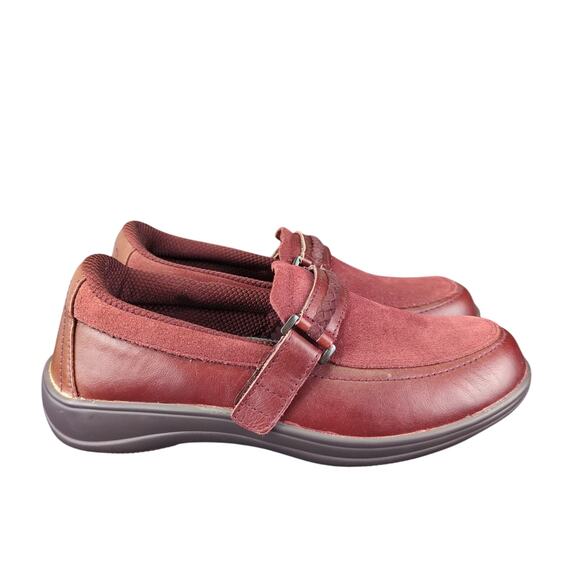 Orthofeet Chelsea Cherry Loafers Burgundy Comfort Women's 8.5 Wide Suede Leather - Picture 1 of 8